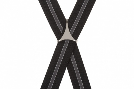 Black With Grey Stripe Trouser Braces Suspenders